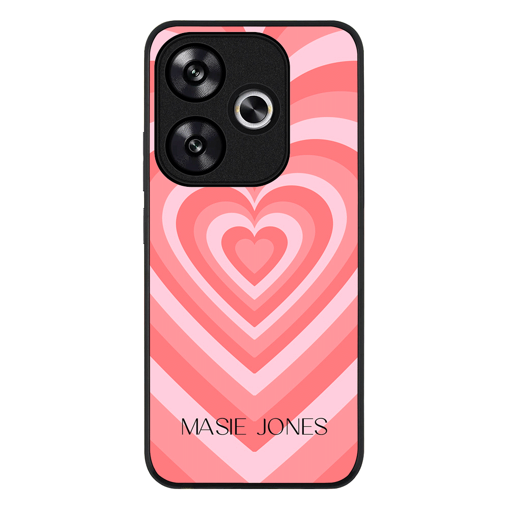 Redmi Turbo 3 / Rugged Black Personalized Name Retro Hearts, Phone Case - Redmi - Stylizedd.com