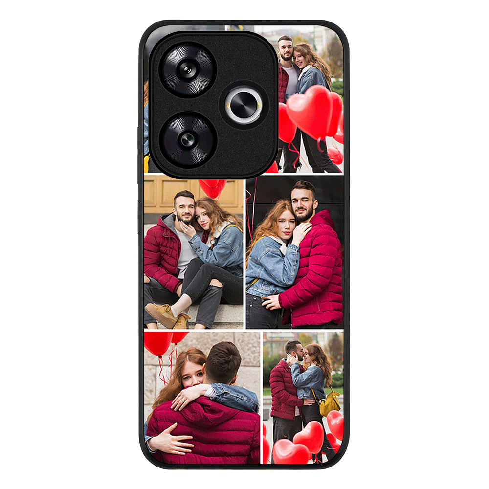 Redmi Turbo 3 / Rugged Black Personalised Valentine Photo Collage Grid, Phone Case - Redmi - Stylizedd.com