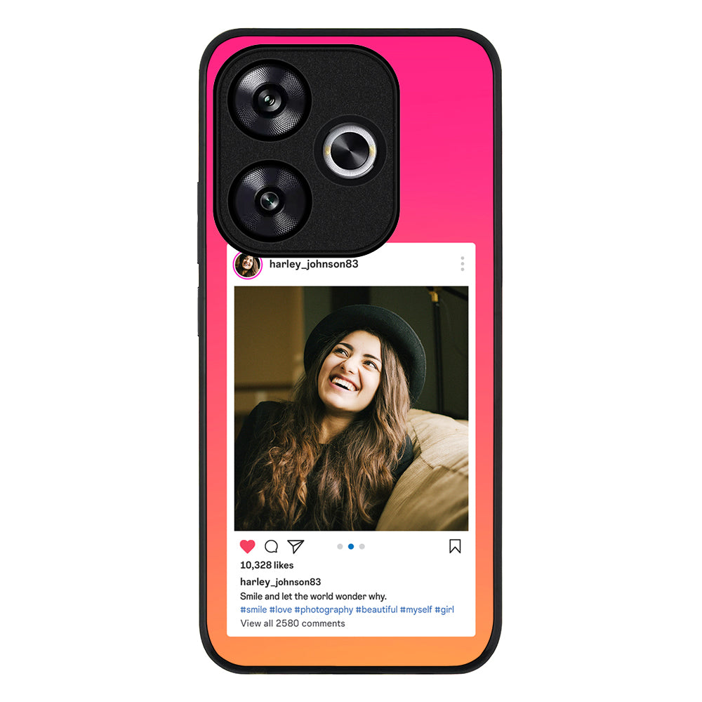 Redmi Turbo 3 / Rugged Black Custom Photo Instagram Post Template, Phone Case - Redmi - Stylizedd.com