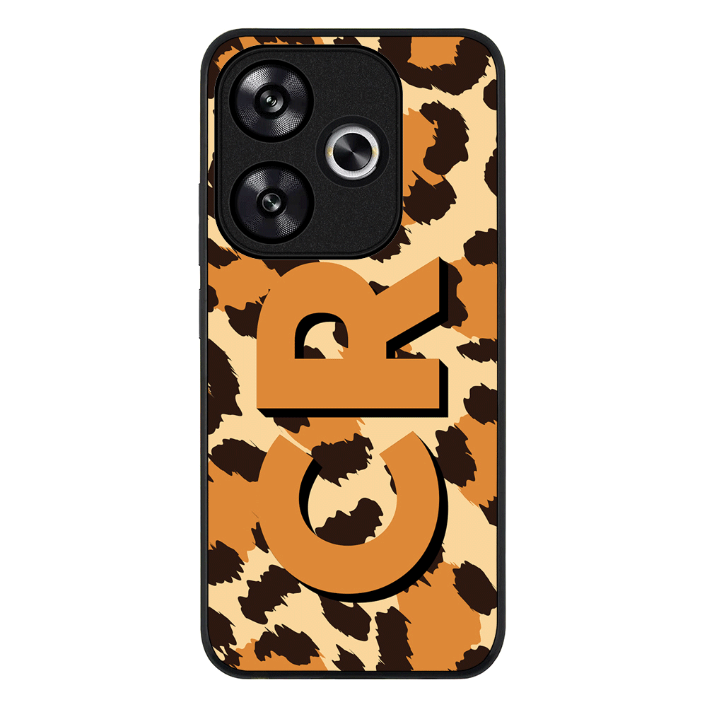 Redmi Turbo 3 / Rugged Black Custom Monogram 3D Shadow Text Animal Skin Pattern, Phone Case - Redmi - Stylizedd.com