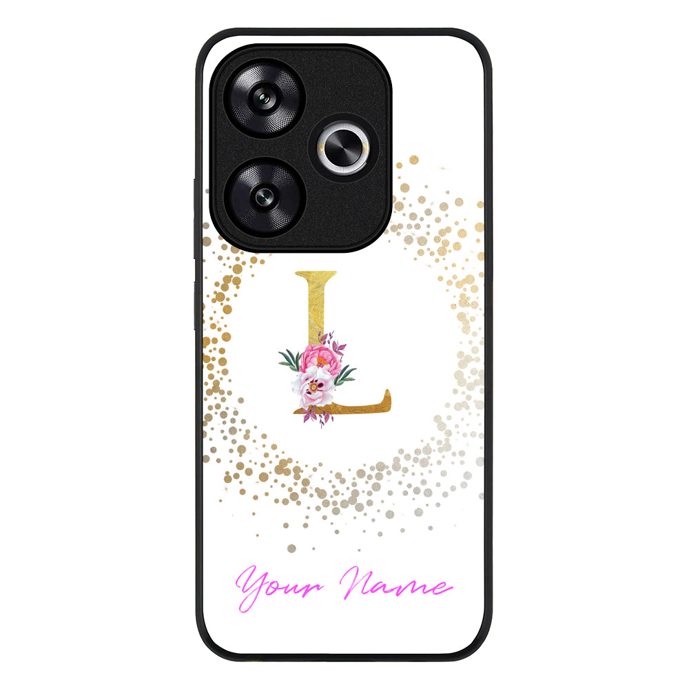 Redmi Turbo 3 / Rugged Black Floral Initial Phone Case - Redmi - Stylizedd.com