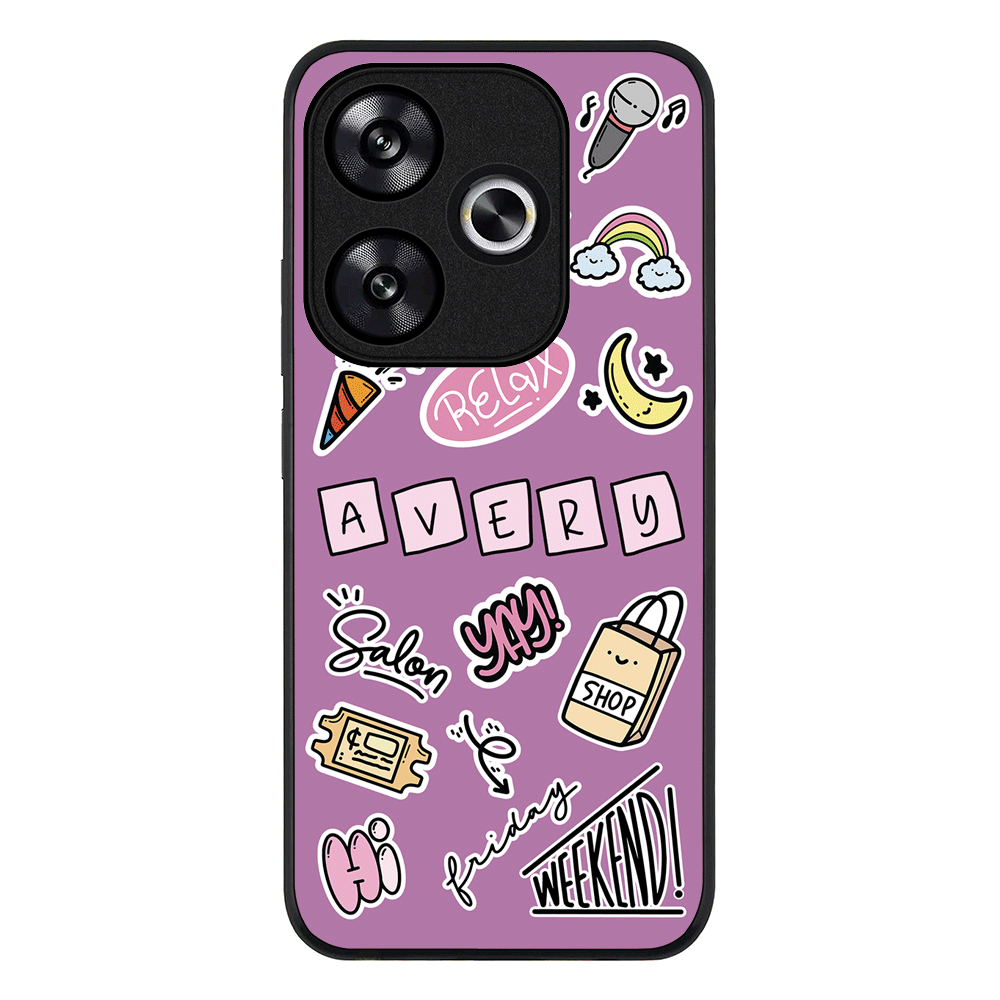 Redmi Turbo 3 / Rugged Black Personalized Name Cute Weekend Girl Sticker, Phone Case - Redmi - Stylizedd.com