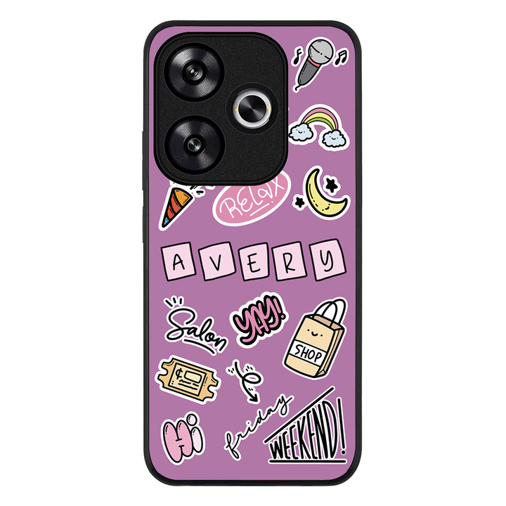 Redmi Turbo 3 / Rugged Black Personalized Name Cute Weekend Girl Sticker, Phone Case - Redmi - Stylizedd.com
