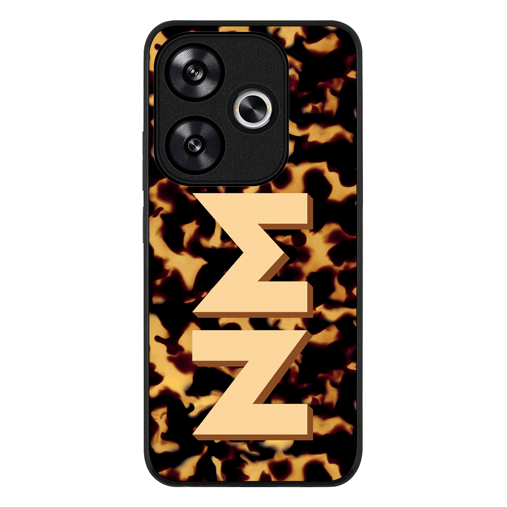 Redmi Turbo 3 / Rugged Black Custom Monogram 3D Text Luxury Tortoise Shell Pattern, Phone Case - Redmi - Stylizedd.com