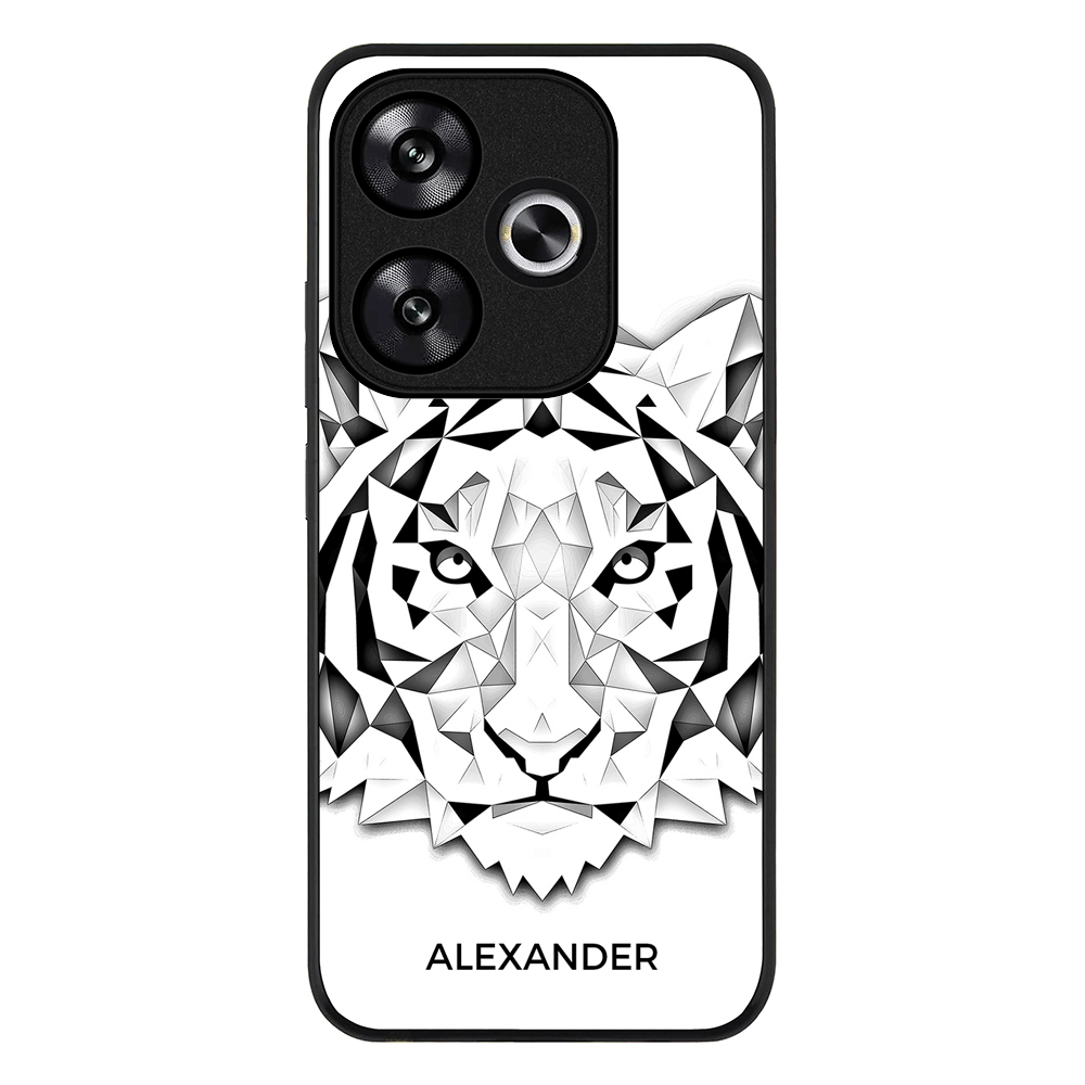 Poco F6 / Rugged Black Personalized Text Low Poly Art Design Animals, Phone Case - Poco - Stylizedd.com