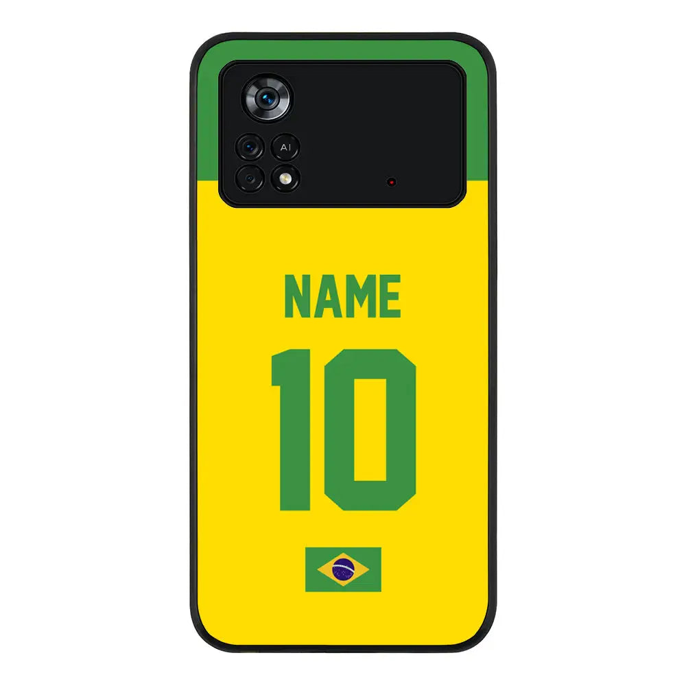 Poco M4 Pro 4G / Rugged Black Phone Case Personalized Football Jersey Phone Case Custom Name & Number - Android - Stylizedd.com