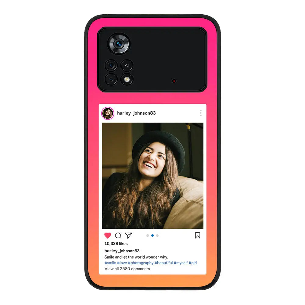 Poco M4 Pro 4G / Rugged Black Phone Case Custom Photo Instagram Post Template, Phone Case - Poco - Stylizedd