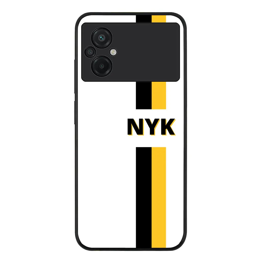 Custom Striped Monogram Phone Case - Poco - M5 / Rugged Black - Stylizedd