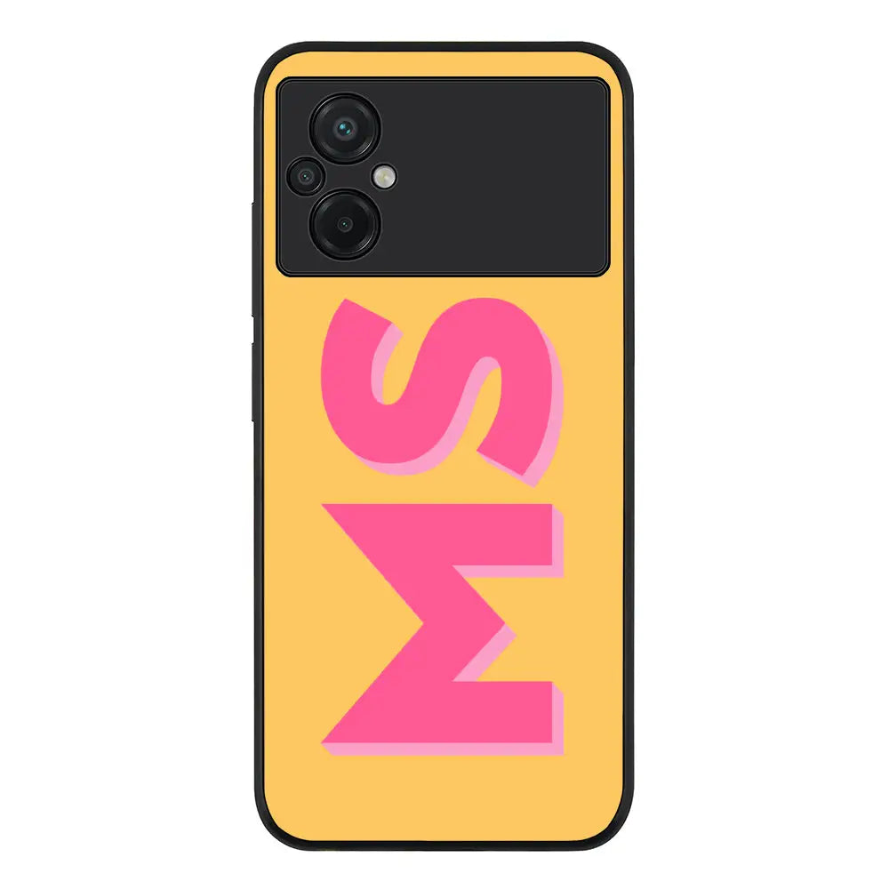 Personalized Monogram Initial 3D Shadow Text Phone Case - Poco - M5 / Rugged Black - Stylizedd