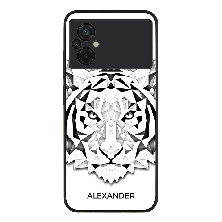Poco M5 / Rugged Black Personalized Text Low Poly Art Design Animals, Phone Case - Poco - Stylizedd.com