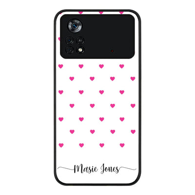Poco X4 Pro / Rugged Black Heart Pattern Custom Text, My Name Phone Case, Stylizedd.com in Dubai Sharjah UAE UK  