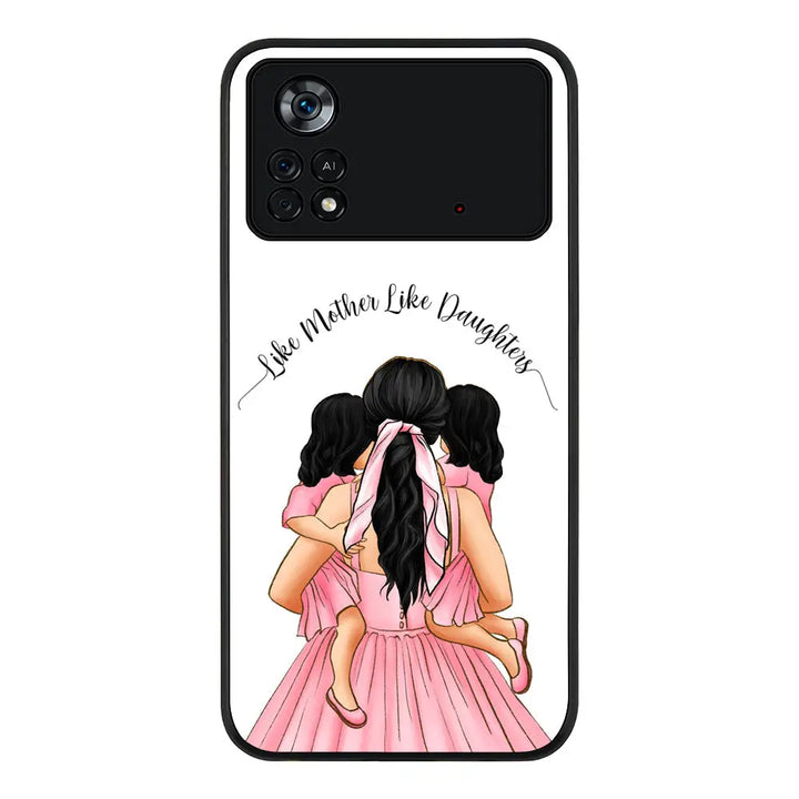 Poco X4 Pro / Rugged Black Phone Case Mother 2 daughters Custom Clipart, Text Phone Case - Poco - Stylizedd