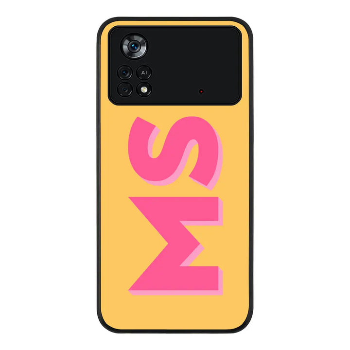 Poco X4 Pro / Rugged Black Personalized Monogram Initial 3D Shadow Text Phone Case, Stylizedd.com in Dubai Sharjah UAE UK  