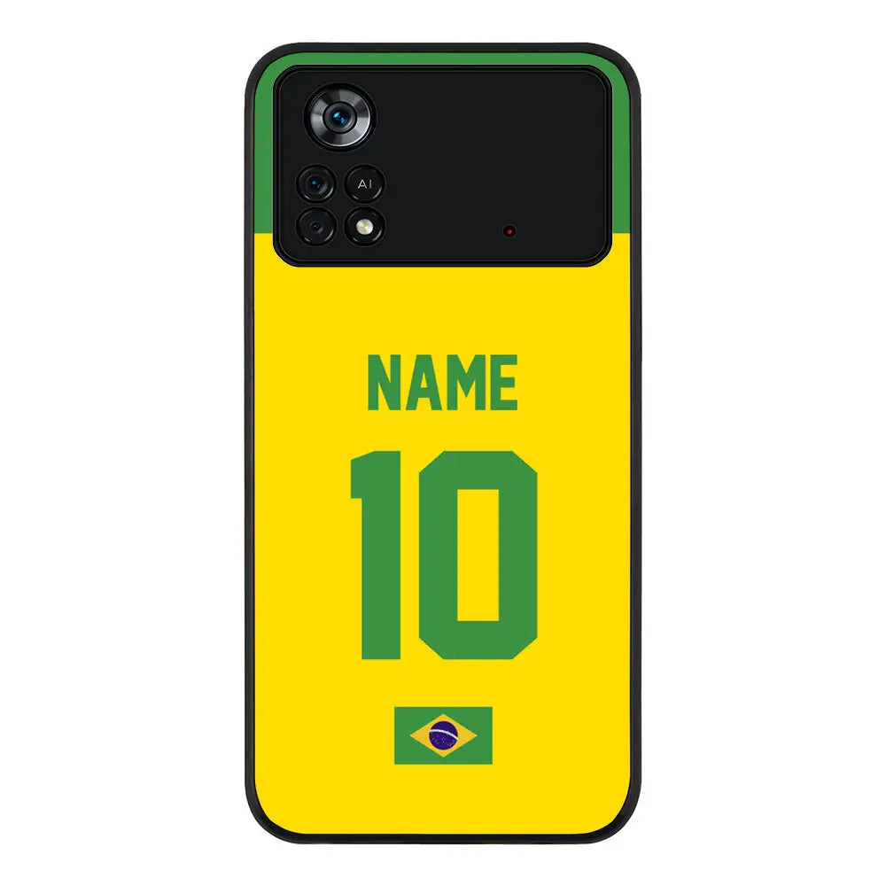 Poco X4 Pro / Rugged Black Phone Case Personalized Football Jersey Phone Case Custom Name & Number - Android - Stylizedd.com