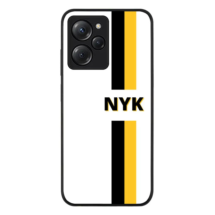 Custom Striped Monogram Phone Case - Poco - X5 Pro 5G / Rugged Black - Stylizedd