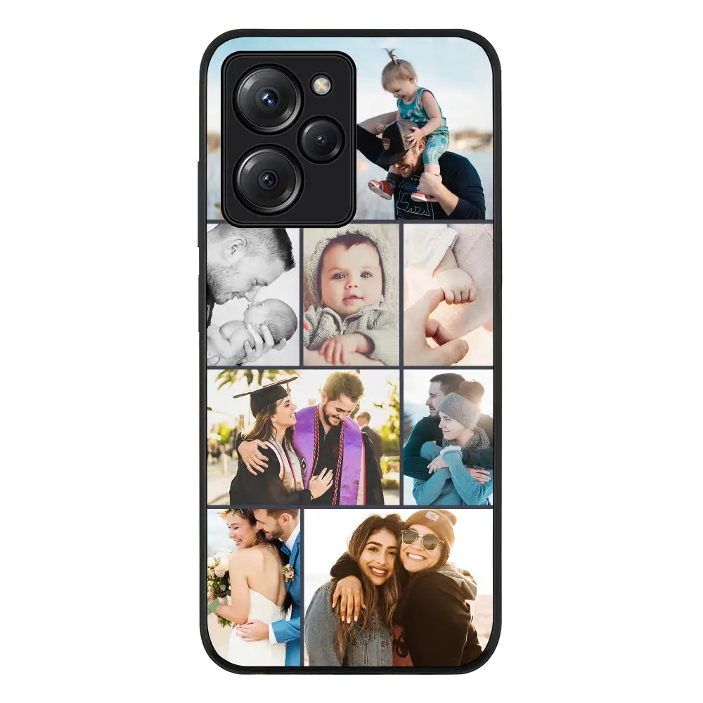 Personalised Photo Collage Grid Phone Case - Poco - X5 Pro 5G / Rugged Black - Stylizedd