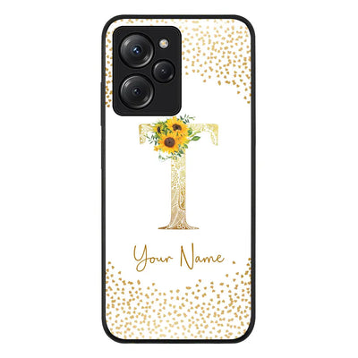 Floral Mandala Initial Phone Case - Poco - X5 Pro 5G / Rugged Black - Stylizedd