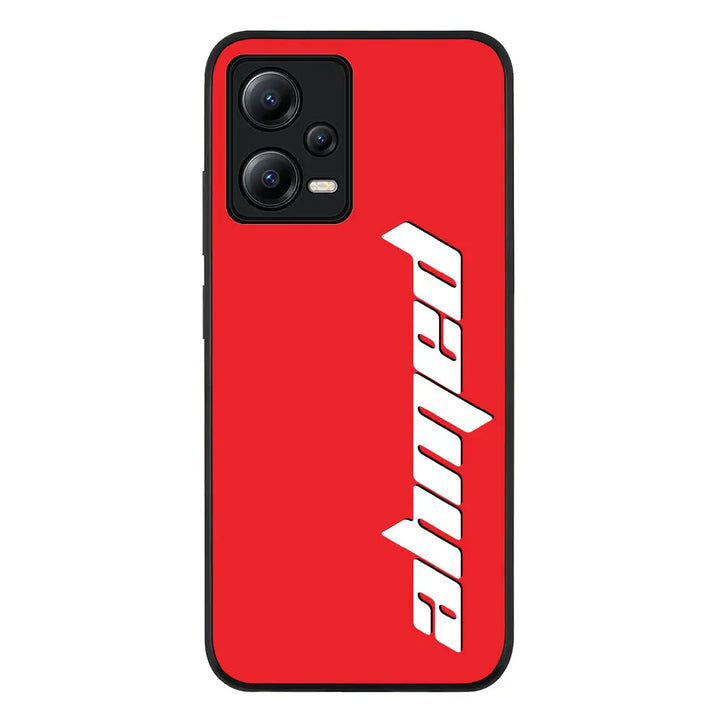 Redmi Note 12 5G / Rugged Black Custom Text, Vertical Name Phone Case - Redmi - Stylizedd.com