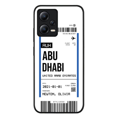 Custom Flight Boarding Pass Ticket Phone Case - Redmi - Note 12 5G / Rugged Black - Stylizedd