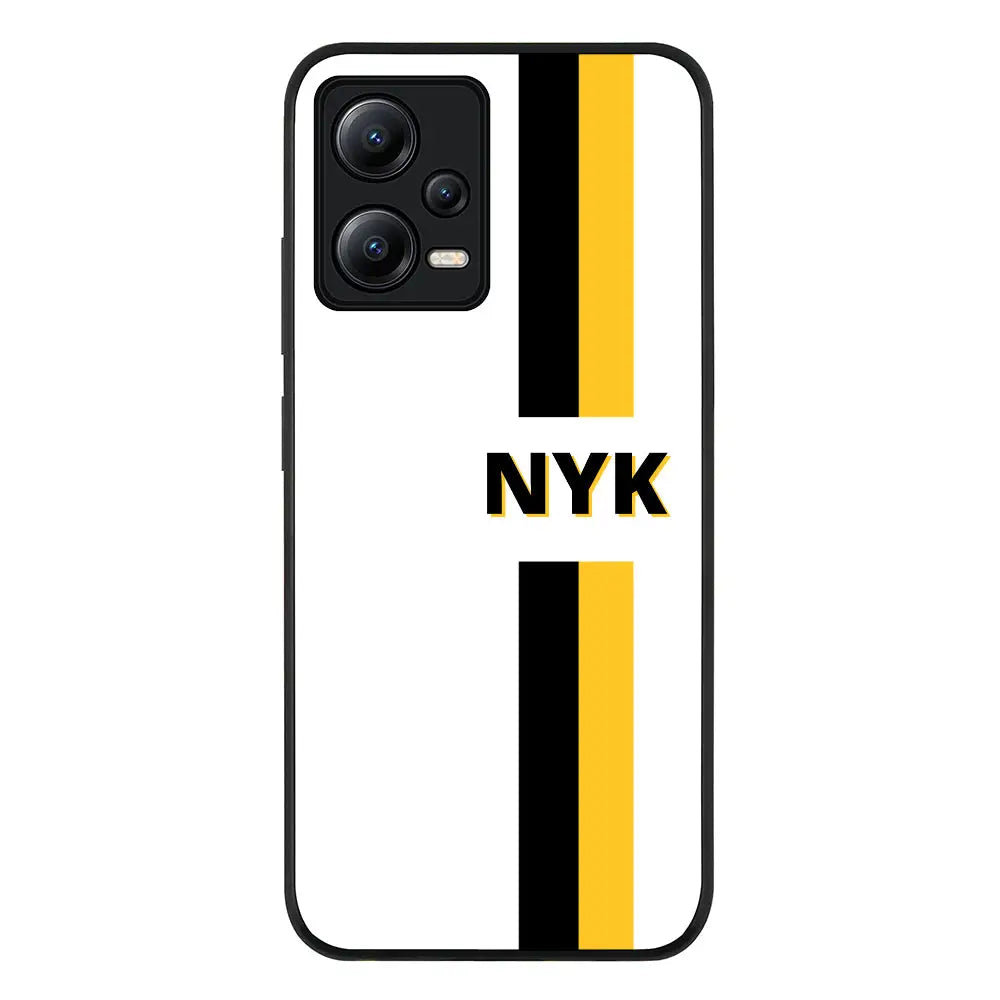 Redmi Note 12 5G / Rugged Black Custom Striped Monogram Phone Case - Redmi - Stylizedd.com