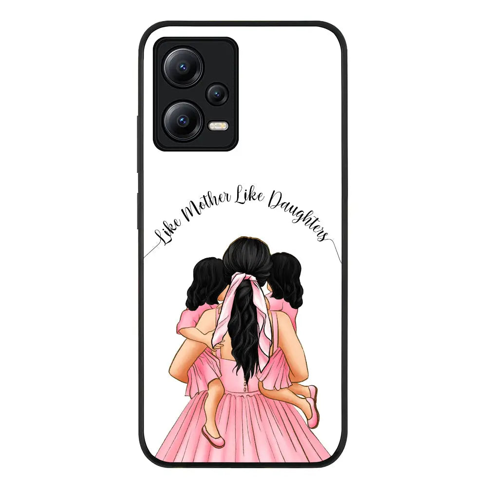 Poco X5 5G / Rugged Black Phone Case Mother 2 daughters Custom Clipart, Text Phone Case - Poco - Stylizedd