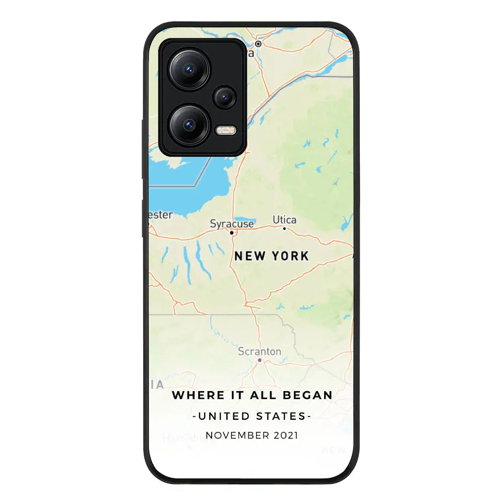Personalized map Phone Case - Redmi - Note 12 5G / Rugged Black - Stylizedd