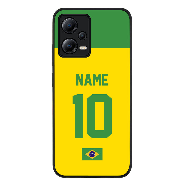 Redmi Note 12 5G / Rugged Black Personalized Football Jersey Phone Case Custom Name & Number - Redmi - Stylizedd.com