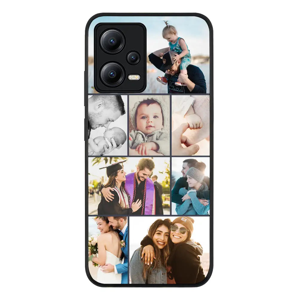 Personalised Photo Collage Grid Phone Case - Poco - X5 5G / Redmi Note 12 / Rugged Black - Stylizedd
