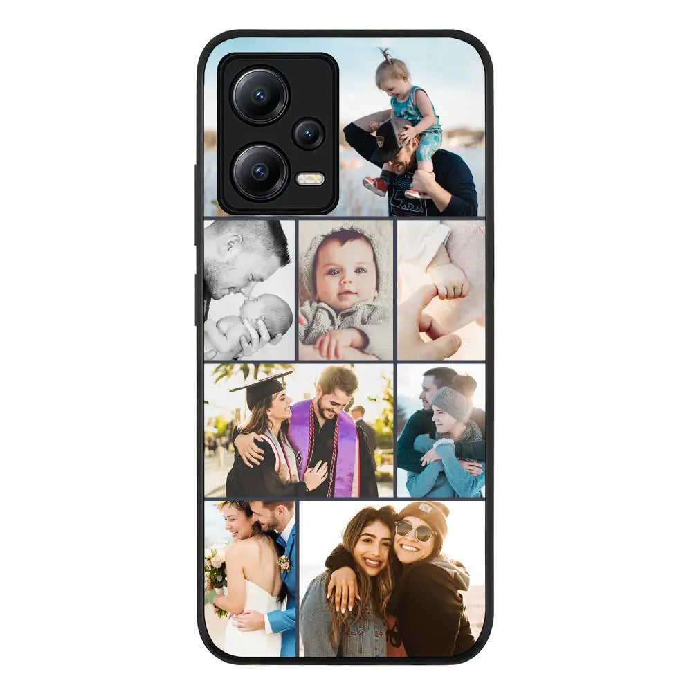 Redmi Note 12 5G / Rugged Black Personalised Photo Collage Grid Phone Case - Redmi - Stylizedd.com