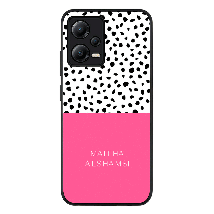 Redmi Note 12 5G / Rugged Black Personalized Text Colorful Spotted Dotted, Phone Case - Redmi - Stylizedd.com