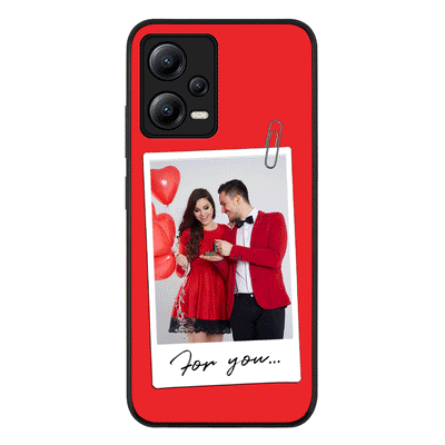 Redmi Note 12 5G / Rugged Black Personalized Polaroid Photo Valentine, Phone Case - Redmi - Stylizedd.com