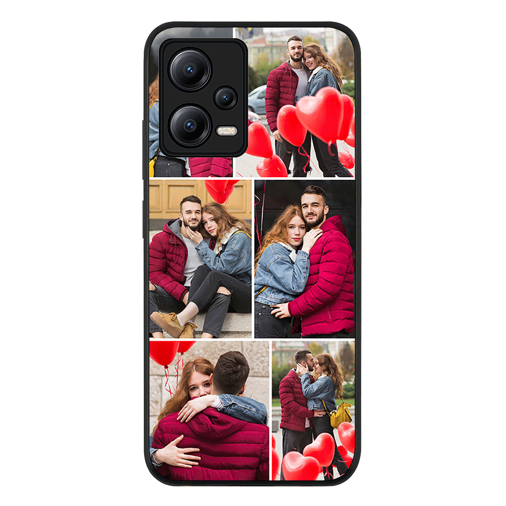 Redmi Note 12 5G / Rugged Black Personalised Valentine Photo Collage Grid, Phone Case - Redmi - Stylizedd.com