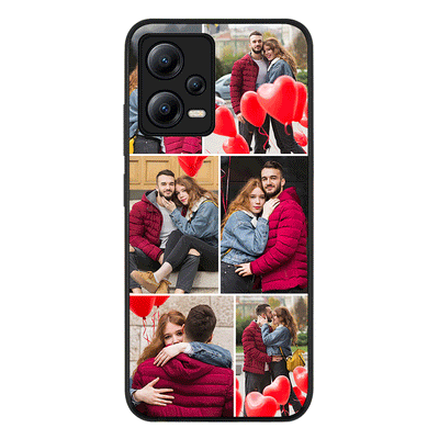 Redmi Note 12 5G / Rugged Black Personalised Valentine Photo Collage Grid, Phone Case - Redmi - Stylizedd.com