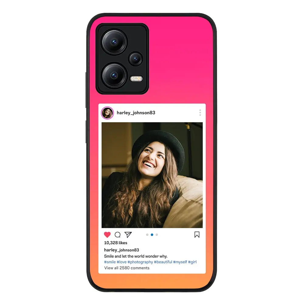 Poco X5 5G / Rugged Black Phone Case Custom Photo Instagram Post Template, Phone Case - Poco - Stylizedd