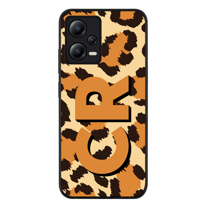Redmi Note 12 5G / Rugged Black Custom Monogram 3D Shadow Text Animal Skin Pattern, Phone Case - Redmi - Stylizedd.com