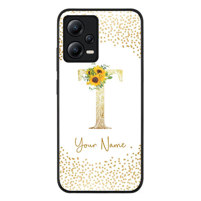 Floral Mandala Initial Phone Case - Poco - X5 5G / Redmi Note 12 / Rugged Black - Stylizedd