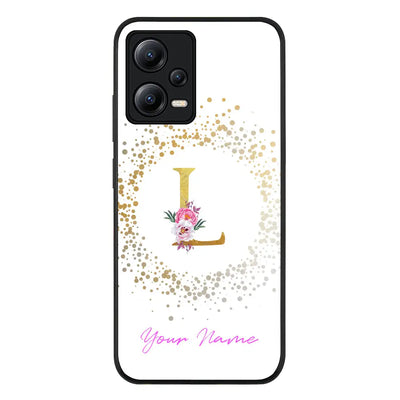 Redmi Note 12 5G / Rugged Black Floral Initial Phone Case - Redmi - Stylizedd.com