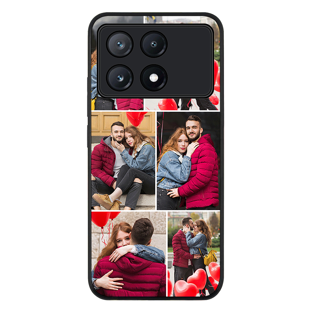 Personalised Valentine Photo Collage Grid Phone Case - Poco - X6 Pro / Rugged Black - Stylizedd