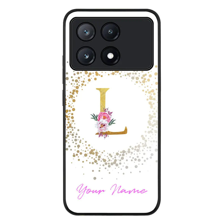 Floral Initial Phone Case - Poco - X6 Pro / Rugged Black - Stylizedd