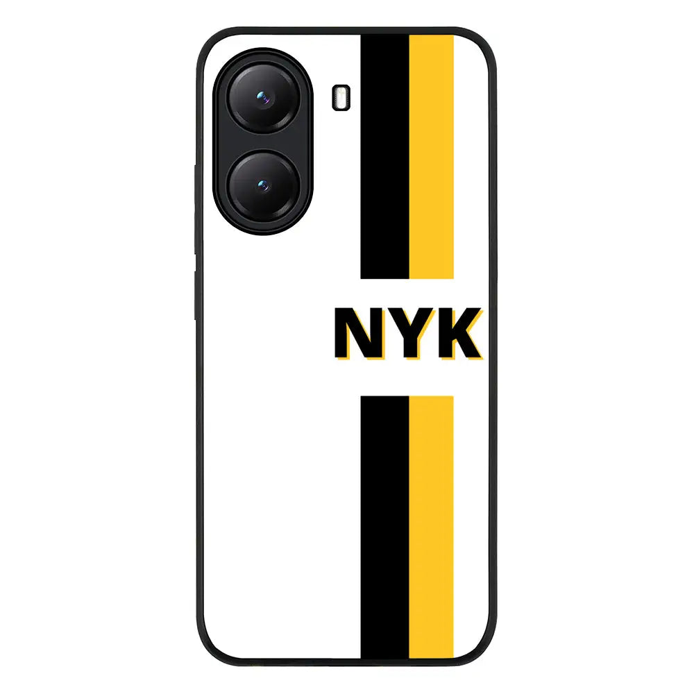 Custom Striped Monogram Phone Case - Poco - X7 Pro / Rugged Black - Stylizedd