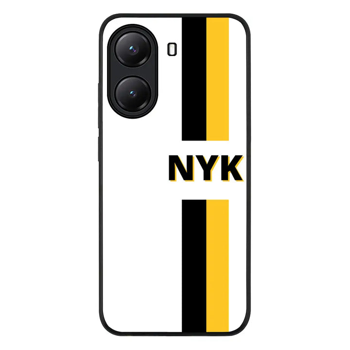 Custom Striped Monogram Phone Case - Poco - X7 Pro / Rugged Black - Stylizedd