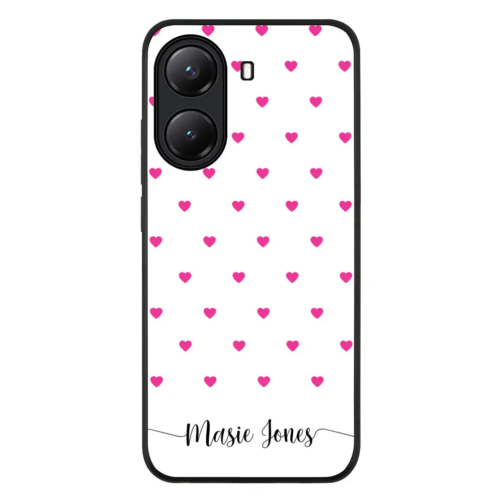 Heart Pattern Custom Text My Name Phone Case - Poco - X7 Pro / Rugged Black - Stylizedd