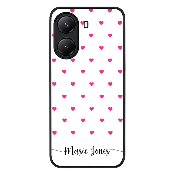 Heart Pattern Custom Text My Name Phone Case - Poco - X7 Pro / Rugged Black - Stylizedd