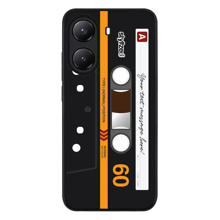 Custom Retro Cassette Tape Phone Case - Poco - X7 Pro / Rugged Black - Stylizedd