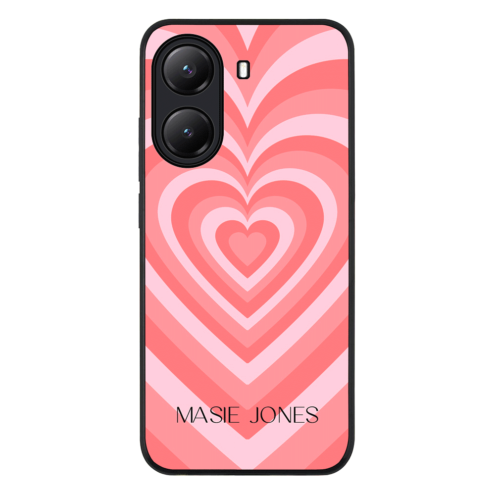 Personalized Name Retro Hearts Phone Case - Poco - X7 Pro / Rugged Black - Stylizedd