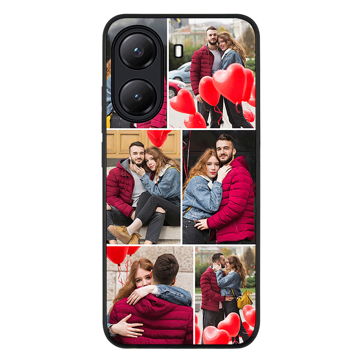 Personalised Valentine Photo Collage Grid Phone Case - Poco - X7 Pro / Rugged Black - Stylizedd