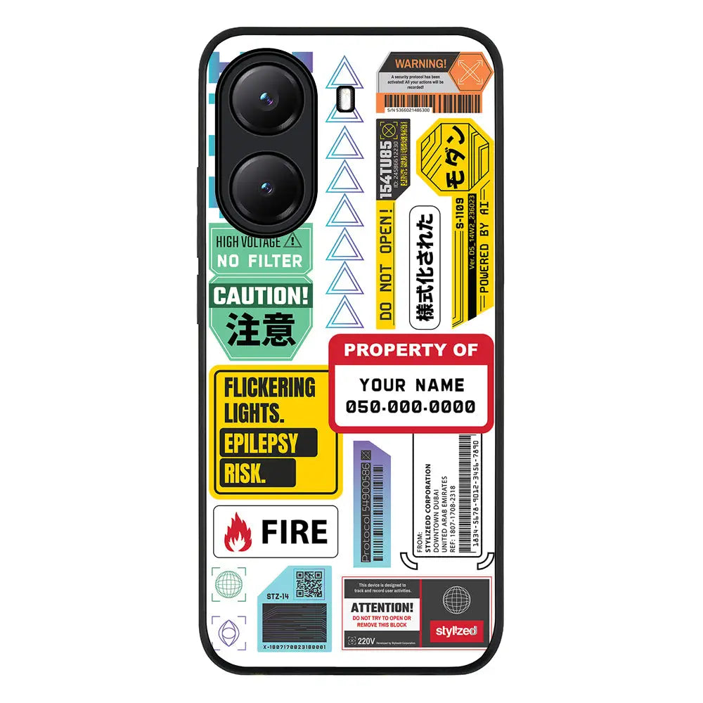 Personalized Name Property of Label Stickers Phone Case - Poco - X7 Pro / Rugged Black - Stylizedd