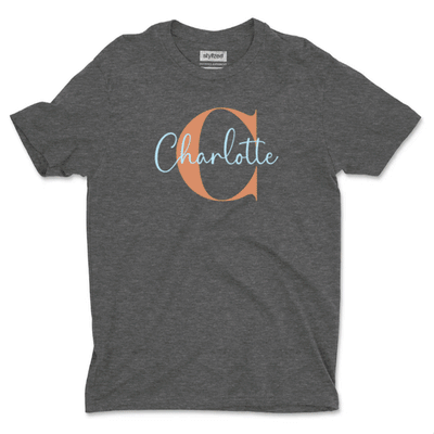 Custom Monogram Name T - shirt - Classic - Charcoal Grey / XS - T - Shirt
