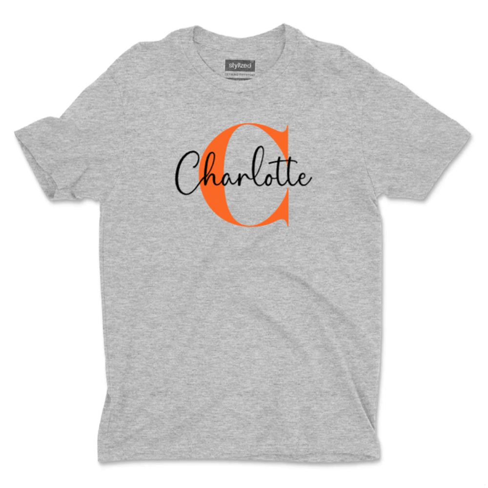 Custom Monogram Name T - shirt - Classic - Light Grey / XS - T - Shirt