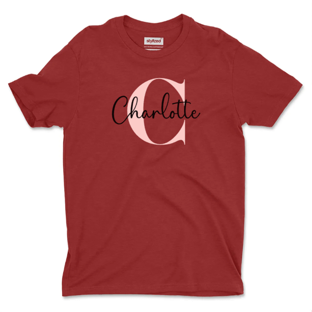 Custom Monogram Name T - shirt - Classic - Maroon / XS - T - Shirt